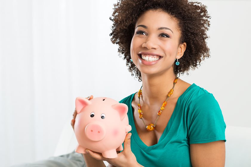 Woman with piggybank